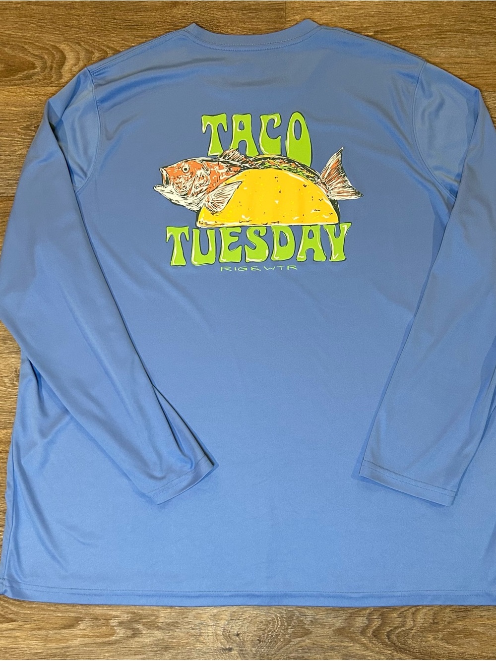 RIG WTR Performance Fishing Shirt - Taco Tuesday Graphic Blue Mens 3XL
